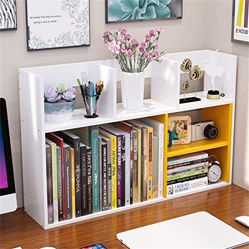 XUJIAM Desktop-Bücherregal, einfacher Schreibtisch, kleines Bücherregal, Schreibtischregal, Aufbewahrung für Kinder, Studentenheim, mehrschichtiges einfaches Bücherregal (Farbe: Gelb, Grö von XUJIAM