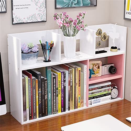 XUJIAM Desktop-Bücherregal, einfacher Schreibtisch, kleines Bücherregal, Schreibtischregal, Aufbewahrung für Kinder, Studentenheim, mehrschichtiges einfaches Bücherregal (Farbe: Rosa, Grö von XUJIAM