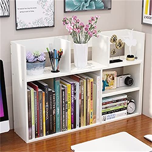 XUJIAM Desktop-Bücherregal, einfacher Schreibtisch, kleines Bücherregal, Schreibtischregal, Aufbewahrung für Kinder, Studentenheim, mehrschichtiges einfaches Bücherregal (Farbe: Weiß, Grö von XUJIAM