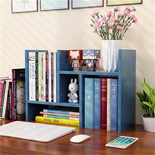 XUJIAM Desktop-Bücherregal, einfaches modernes Bücherregal für Zuhause, Studenten, kleines Bücherregal, Büro-Schreibtisch-Bücherregal (Farbe: Blau, Größe: 35 x 17 x 29 cm) von XUJIAM