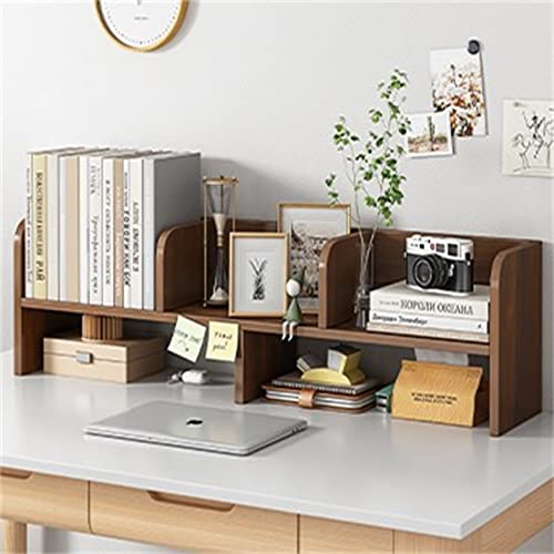XUJIAM Desktop-Bücherregal Bücherregal Desktop-Schlafzimmer Einfaches Büro-Schreibtischregal Kleines mehrschichtiges Wohnzimmer-Schreibtisch-Aufbewahrungsregal Bücherregal (Farbe: Braun, von XUJIAM
