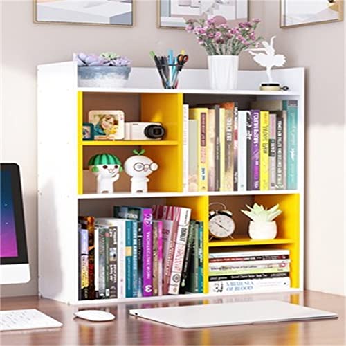 XUJIAM Desktop-Bücherregal Desktop-mehrschichtiges einfaches Bücherregal Schreibtisch-Aufbewahrungsregal Tisch Kleines Kinder-Bücherregal Home-Office-Aufbewahrung (Farbe: Gelb, Größe: 72, von XUJIAM