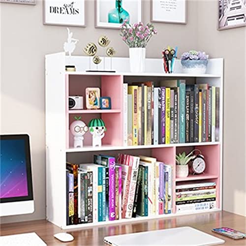 XUJIAM Desktop-Bücherregal Desktop-mehrschichtiges einfaches Bücherregal Schreibtisch-Aufbewahrungsregal Tisch Kleines Kinder-Bücherregal Home-Office-Aufbewahrung (Farbe: Rosa, Größe: 72, von XUJIAM