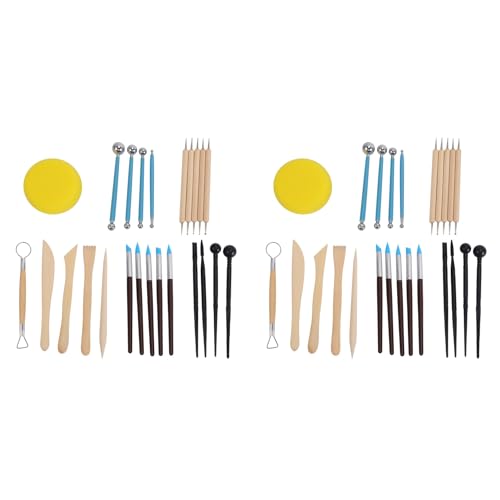 XUJIAN 48Pcs Modeling Clay Sculpting Tools Set, Polymer Modeling Clay Sculpting Tools Felsmalerei-Kit für Skulptur Keramik von XUJIAN