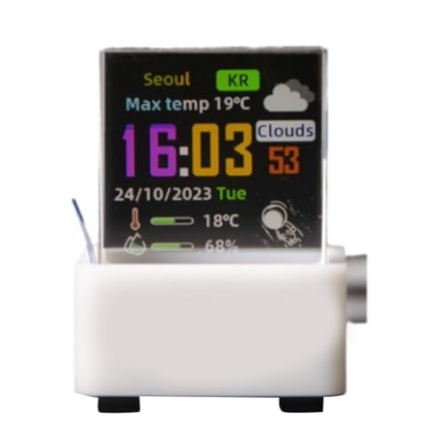 XUJIAN Multifunktionaler Kristallwürfel-Fotorahmen mit GIF-Animationen, Holographische Schreibtisch-Wetterstation mit Smartem Uhr-Display von XUJIAN