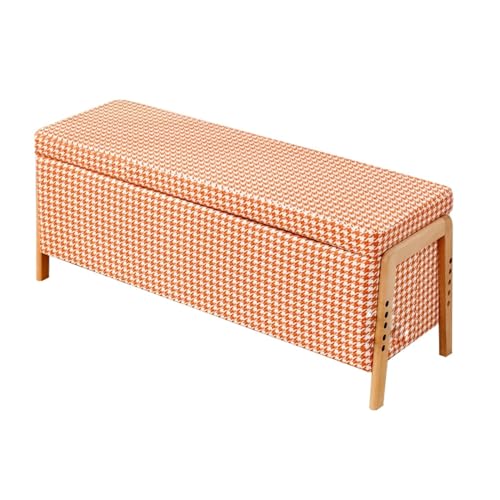 Ende der Bettbank Gepolsterter Schuhwechselhocker, Haushaltsbank, lange Bank, Bekleidungsgeschäft, langes Brett, Sofa, Nachttischhocker, Schlafzimmer, Aufbewahrung, Aufbewahrungshocker(Orange) von XUJUAN-0227