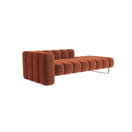 Ende der Bettbank Orangefarbene Schlafzimmerbank, Samtbank, gepolsterte Bettbank, Tufting-Bank, Innenbank mit goldenen Beinen for Wohnzimmer, Schlafzimmer, Esszimmer, Eingangsbereich(140*68*70cm) von XUJUAN-0227