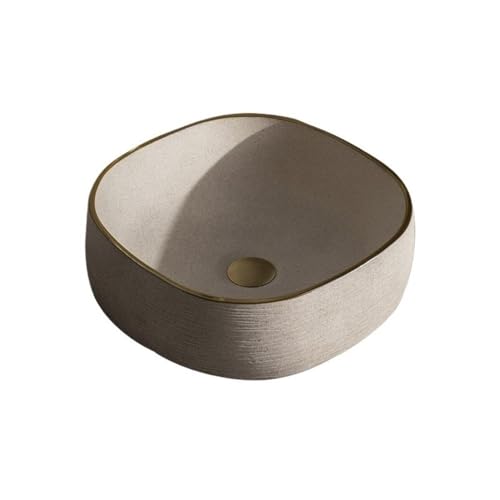 XUJUAN-0227 Badezimmerspüle Quadratisches Aufsatzwaschbecken 40 x 12 cm (L B H), Badezimmerwaschbecken aus Keramik über der Theke von XUJUAN-0227