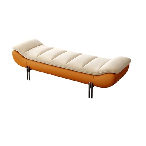 XUJUAN-0227 Ende der Bettbank Bettbank aus Leder for Schlafzimmer, gepolsterte Ottomane-Bank mit Stauraum, Eingangsbank mit Stauraum for Wohnzimmer, Schlafzimmer, Wohnzimmer(Orange,180 * 50 * 42cm) von XUJUAN-0227