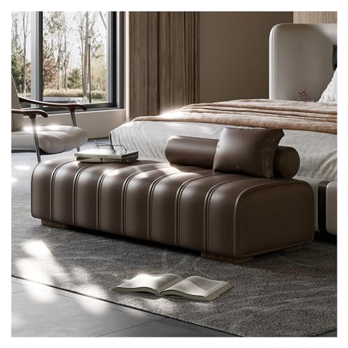 XUJUAN-0227 Ende der Bettbank Mit Kunstleder gepolsterte Bettende-Bank, Moderne Lange Bank, rechteckige Akzentbank for Wohnzimmer, Eingangsbereich, Schlafzimmer(Bruin,150 * 45 * 43cm) von XUJUAN-0227