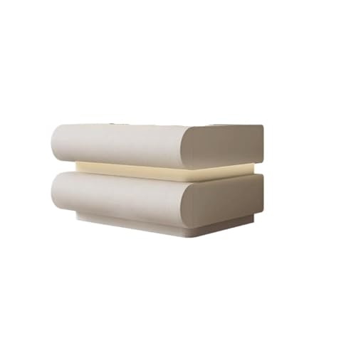 XUJUAN-0227 Kommode Nachttisch, intelligenter Aufbewahrungsschrank, Leder, modern, schlicht, mit DREI Schubladen und Beleuchtung(Weiß,Klein) von XUJUAN-0227