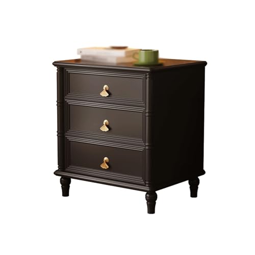 XUJUAN-0227 Kommode Nachttisch in Braun/Dunkelbraun Aufbewahrungsschrank mit DREI Schubladen for Wohnzimmer, Schlafzimmer, Arbeitszimmer Schrank aus Massivholz(Dark Brown) von XUJUAN-0227