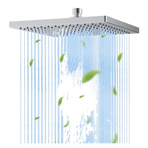 10 Zoll Hochdruck-Regenduschkopf, Quadratischer Großer Badezimmer-Wasserfall-Duschkopf, Fester Duschkopfwinkel Einstellbar von XUKQCVYC