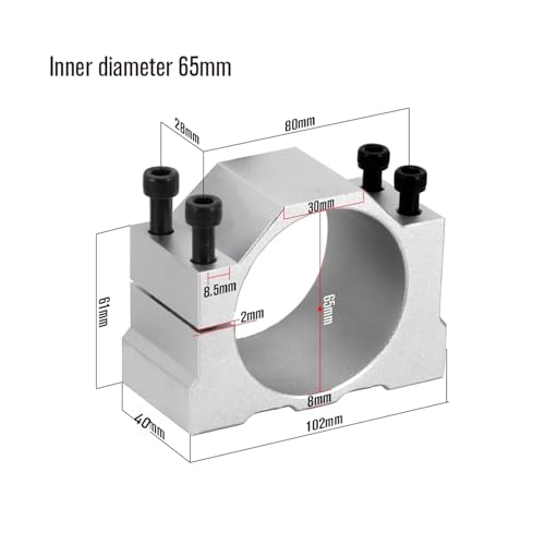 52 Mm 56 Mm 65 Mm 80 Mm Aluminium-Spindelklemme, Motorhalterung Mit 4 Schrauben For CNC-Gravierfräsmaschinen-Motormontagehalter(65mm) von XUKQCVYC