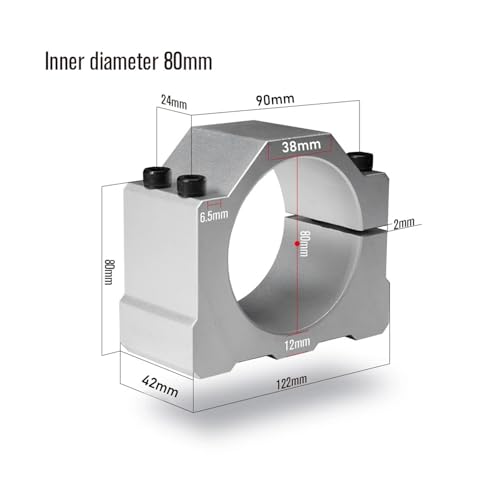 52 Mm 56 Mm 65 Mm 80 Mm Aluminium-Spindelklemme, Motorhalterung Mit 4 Schrauben For CNC-Gravierfräsmaschinen-Motormontagehalter(80mm) von XUKQCVYC