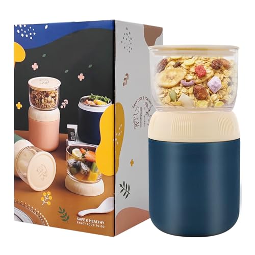 XULIERUX Müslibecher To Go Becher 300 + 400ML Lunchpot Joghurtbecher Kaffeebecher Auslaufsicher Suppenbehälter Plastikbecher für Kinder Büroangestellte Frühstück Arbeit Schule Picknick Reise, Blau XULIERUX Müslibecher To Go Becher 300 + 400ML Lunchpot Joghurtbecher Kaffeebecher Auslaufsicher Suppenbehälter Plastikbecher für Kinder Büroangestellte Frühstück Arbeit Schule Picknick Reise, Blau von XULIERUX
