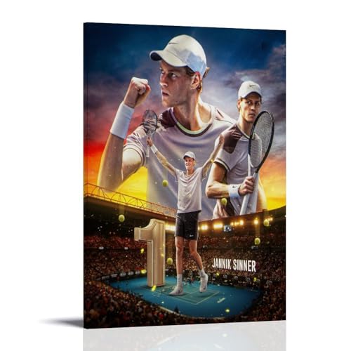 XULLONG Jannik Sinner Tennis Champion Kunstposter Kunstwerke Leinwand Zimmer Ästhetische Wandkunstdrucke Home Modern Decor 60 x 90 cm XULLONG Jannik Sinner Tennis Champion Kunstposter Kunstwerke Leinwand Zimmer Ästhetische Wandkunstdrucke Home Modern Decor 60 x 90 cm von XULLONG