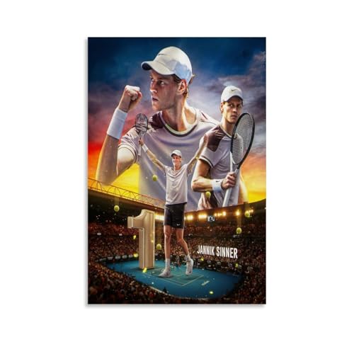 XULLONG Jannik Sinner Tennis Champion Kunstposter Wandkunst Gemälde Leinwand Wohnzimmer Drucke Schlafzimmer Dekor Kunstwerke 60 x 90 cm XULLONG Jannik Sinner Tennis Champion Kunstposter Wandkunst Gemälde Leinwand Wohnzimmer Drucke Schlafzimmer Dekor Kunstwerke 60 x 90 cm von XULLONG