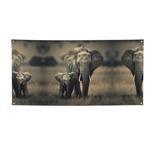 Alter Elefant und junger Elefant Druck Banner für drinnen und draußen, Hintergrundbanner Requisiten Hip Hop Event Themed Schild Dekorationen von XULLZH