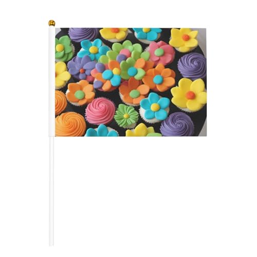 Bunte Cupcake-Regenbogen-Blumen-Kuchen-Druck, zweiseitige Handflaggen, für drinnen und draußen, dekorative Sportspiele, Festivals, Veranstaltungen Bunte Cupcake-Regenbogen-Blumen-Kuchen-Druck, zweiseitige Handflaggen, für drinnen und draußen, dekorative Sportspiele, Festivals, Veranstaltungen von XULLZH