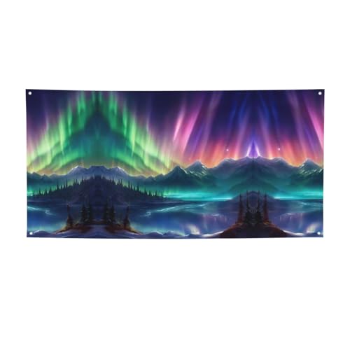 Dark Northern Lights Print Banner Indoor / Outdoor Hintergrund Banner Requisiten Hip Hop Event Themed Schild Dekorationen von XULLZH