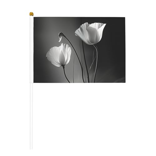 Schwarz-weiße Blumen-Druck, zweiseitige Handflaggen, für drinnen und draußen, dekorative Sportspiele, Festivals, Veranstaltungen Schwarz-weiße Blumen-Druck, zweiseitige Handflaggen, für drinnen und draußen, dekorative Sportspiele, Festivals, Veranstaltungen von XULLZH