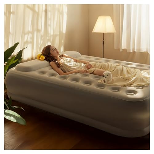 XULOEGYUNE Aufblasbare Matratze mit integrierter Pumpe, 1 Minute, schnell aufblasbar, Outdoor-Campingbett, faltbar, mit Aufbewahrungstasche, bis zu 295 kg (180 x 100 x 24 cm) von XULOEGYUNE