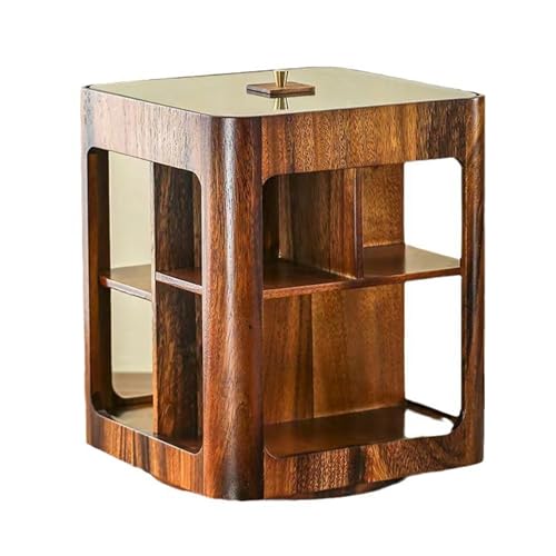 XULOEGYUNE Couchtisch Beistelltisch Walnuss Plain Sound Drehbar Glas Aufbewahrungsschrank Teeset Teetasse Rack Teetisch Mehrschichtiger Aufbewahrungsschrank von XULOEGYUNE