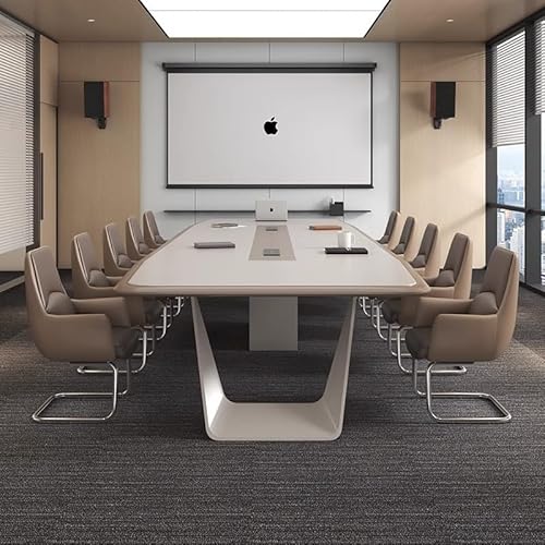 XULOEGYUNE Großer, dicker Konferenztisch, stilvolles Design, versteckte Abzweigdose, geräumiges Bein, geeignet für Bürogebrauch (650 cm) von XULOEGYUNE