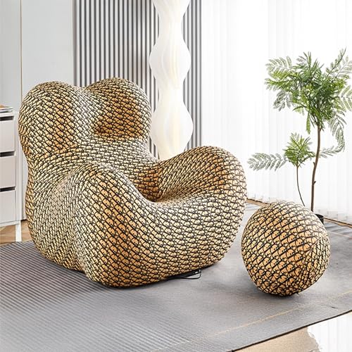 XULOEGYUNE Lazy Relaxliege mit Ballfußhocker, moderner und einfacher Stil, geeignet für Wohnzimmer/Schlafzimmer, Freizeitstuhl (braun) von XULOEGYUNE