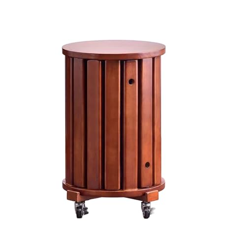 XULOEGYUNE 【Massivholz】 Stapelbarer runder Beistelltisch/Hocker, multifunktional, platzsparend, platzsparend, Möbel für Wohnzimmer und Schlafzimmer (Weiß + Walnuss + Schwarz) (Braun) von XULOEGYUNE
