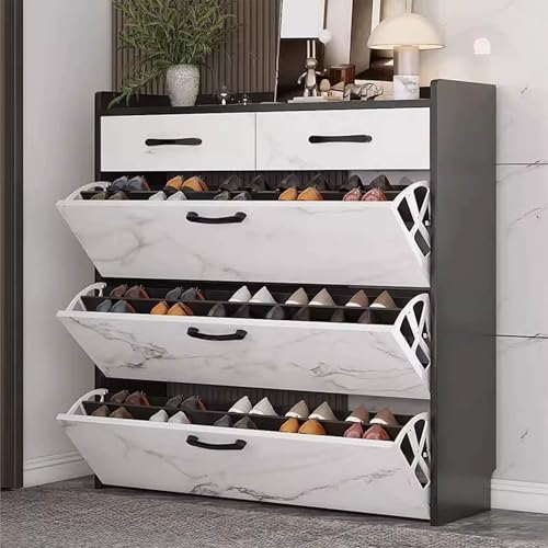 XULOEGYUNE Moderner Schuhschrank mit drei aufklappbaren Schubladen, schmaler Schuhschrank, geeignet für Eingangsbereich (60 x 17 x 120 cm) von XULOEGYUNE