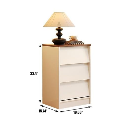 XULOEGYUNE Schlafzimmer-Kommode mit 3 Schubladen, modernes griffloses Design, Schubladenkommode aus Holz, hoher Nachttisch, Wohnzimmer, Flur, Kleiderschrank (weiß) von XULOEGYUNE