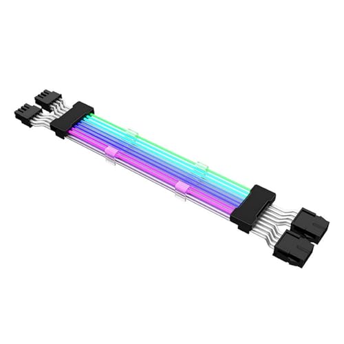 2x8-poliges RGB-GPU-Kabel, RGB-Netzteilkabelverlängerungen, 5V 3Pin 4-seitiges ARGB-GPU-Stromverlängerungskabel Schwarz, 360°-Beleuchtung, Programmierbar, Benutzerdefinierte von XUMIUZIY
