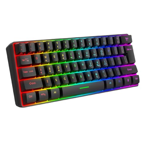 XUMIUZIY Drahtlose Gaming Tastatur, 61 Tasten, RGB Hintergrundbeleuchtung, Schlafmodus, 8 Hintergrundbeleuchtungsmodi, gewölbte Tastenkappen, abgestuftes Layout, wiederaufladbar, für PC XUMIUZIY Drahtlose Gaming Tastatur, 61 Tasten, RGB Hintergrundbeleuchtung, Schlafmodus, 8 Hintergrundbeleuchtungsmodi, gewölbte Tastenkappen, abgestuftes Layout, wiederaufladbar, für PC von XUMIUZIY