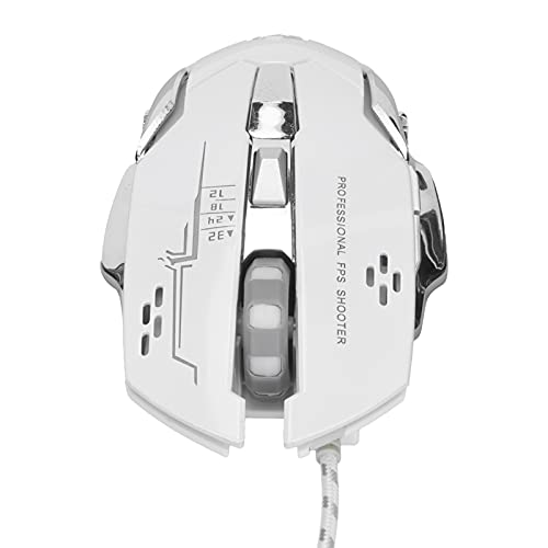XUMIUZIY Gamer -Maus, Metall Bottom Shell Design Wired Maus Zartes Texturantrieb Kostenloses Ergonomisches Streamline -Design für Office for Home (White) von XUMIUZIY
