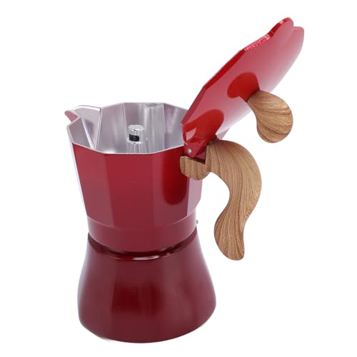 XUMIUZIY Kaffeemaschine Kaffeemaschine, Aluminium Hohe Thermische Leitfähigkeit Einzigartiges Ventil, Kaffee Kaffee Bekommt Plastikmango für Kleine Haushalte Einzelpersonen (Rot) von XUMIUZIY