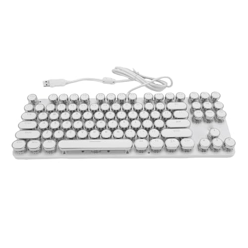 XUMIUZIY Mechanische Gaming Tastatur, RGB Backstreuz Gaming Tastatur, 87 Tasten mit Hot Swapping Blue Switch, Rund Tastatur, Plug and Play, USB Kabel Computer Tastaturen für PC (White) von XUMIUZIY