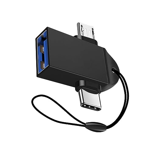 XUMIUZIY OTG -Adapter -Aluminiumlegierung Fast Transmission 3 in 1 Typ C zu USB für Mobiltelefone Leichtes Universal (schwarz mit Trageband) von XUMIUZIY