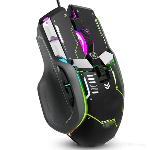 XUMIUZIY Schnurlose Bluetooth-Maus, 4000 DPI Kabelgebundene Computermaus mit RGB-Licht, 2,4 G BT Silent Gaming Mouse mit Empfänger, für 7 8 10, für Android, für OS X, für von XUMIUZIY