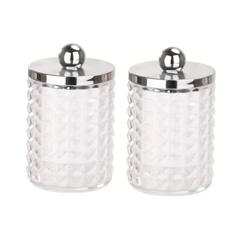 XUMKFJRE 1/2/3 PC Kunststoff Wattestäbchen Ball Pad Halter Aufbewahrungsbox 10 Oz Badezimmer Organizer, Qtip Apothekerglas Klar Behälter Spender(2pcs color1) von XUMKFJRE