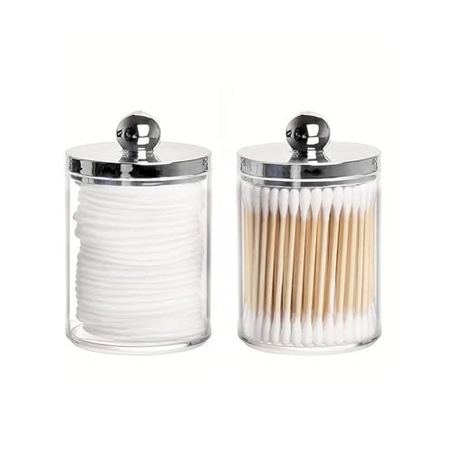 XUMKFJRE 1/2/3 PC Kunststoff Wattestäbchen Ball Pad Halter Aufbewahrungsbox 10 Oz Badezimmer Organizer, Qtip Apothekerglas Klar Behälter Spender(2pcs color2) von XUMKFJRE