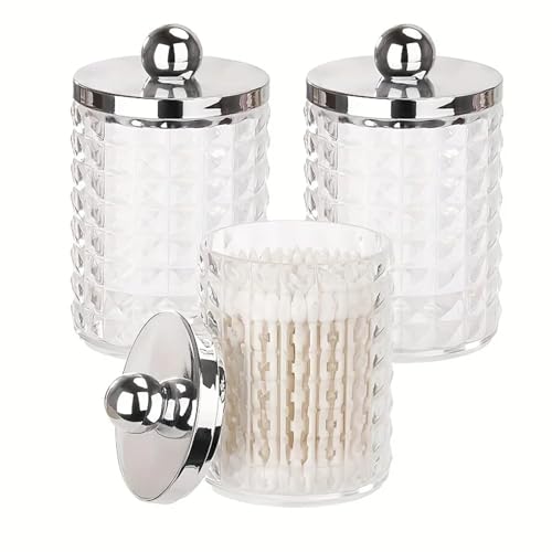 XUMKFJRE 1/2/3 PC Kunststoff Wattestäbchen Ball Pad Halter Aufbewahrungsbox 10 Oz Badezimmer Organizer, Qtip Apothekerglas Klar Behälter Spender(3pcs color3) von XUMKFJRE