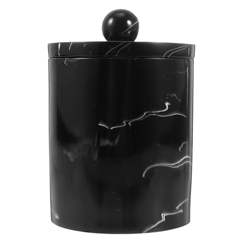 XUMKFJRE 1pc Harz Marmor Muster Lagerung Box Baumwolle Tupfer Halter Zahnstocher Ganizer Pad Container Bins Staubdicht Bad(Black) von XUMKFJRE
