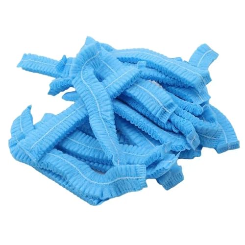 XUMKFJRE Elastische KochmüTze Mesh 100 Teile/Paket Haar Kopf Abdeckungen Net Bouffant Staubdicht Anti Staub Kappen Atmungsaktiv Dusche Bade Hüte Küche(Blue) von XUMKFJRE
