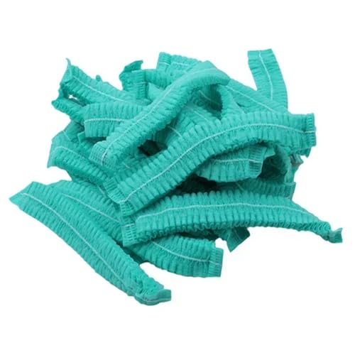 XUMKFJRE Elastische KochmüTze Mesh 100 Teile/Paket Haar Kopf Abdeckungen Net Bouffant Staubdicht Anti Staub Kappen Atmungsaktiv Dusche Bade Hüte Küche(Green) von XUMKFJRE