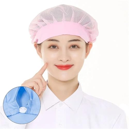XUMKFJRE Elastische KochmüTze Mesh Schicke Haarnetze Arbeitsmütze Mesh Rauchdicht Staub Kochmütze Atmungsaktiv Arbeitskleidung Kochen Hygienehaube Kantine Catering(Pink-net) von XUMKFJRE
