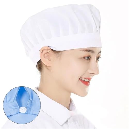 XUMKFJRE Elastische KochmüTze Mesh Schicke Haarnetze Arbeitsmütze Mesh Rauchdicht Staub Kochmütze Atmungsaktiv Arbeitskleidung Kochen Hygienehaube Kantine Catering(White-All Cloth) von XUMKFJRE
