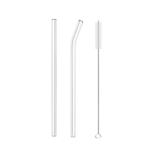 XUMKFJRE Strohhalme 20 cm Glas-Smoothie-Strohhalm, Wiederverwendbare klare Trinkhalme for Smoothie-Milchshakes, Trinkgeschirr-Strohhalm FüR Cocktails(2pcs Mixed) von XUMKFJRE