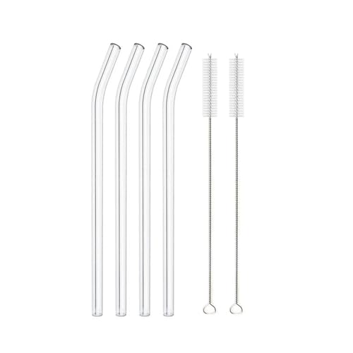 XUMKFJRE Strohhalme 20 cm Glas-Smoothie-Strohhalm, Wiederverwendbare klare Trinkhalme for Smoothie-Milchshakes, Trinkgeschirr-Strohhalm FüR Cocktails(4pcs Bent) von XUMKFJRE
